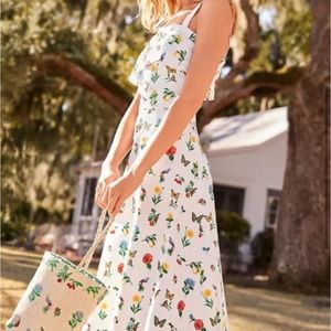 NWT Ann Taylor Botanical Midi Flare Dress Size 6 Butterfly Floral Print